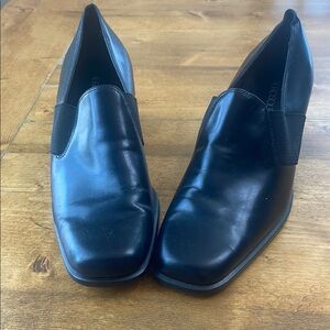 Black Leather Slip-On Shoes